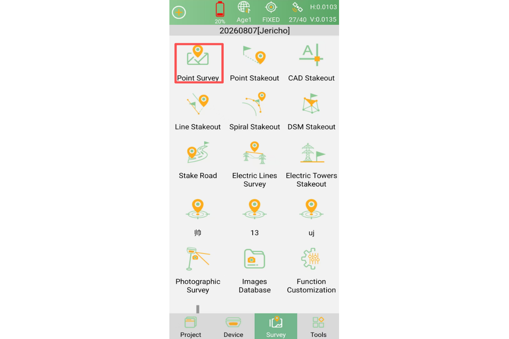 A Point Survey megnyitása vonalszakasz egyenlő részekre osztásához