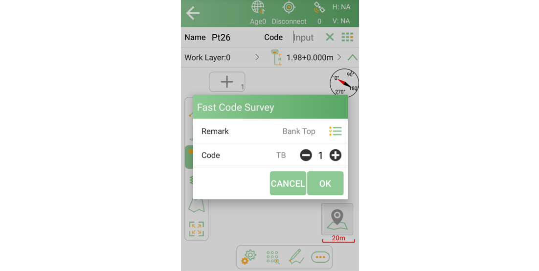 Fast Code Survey ablak kóddal és vonalszámmal