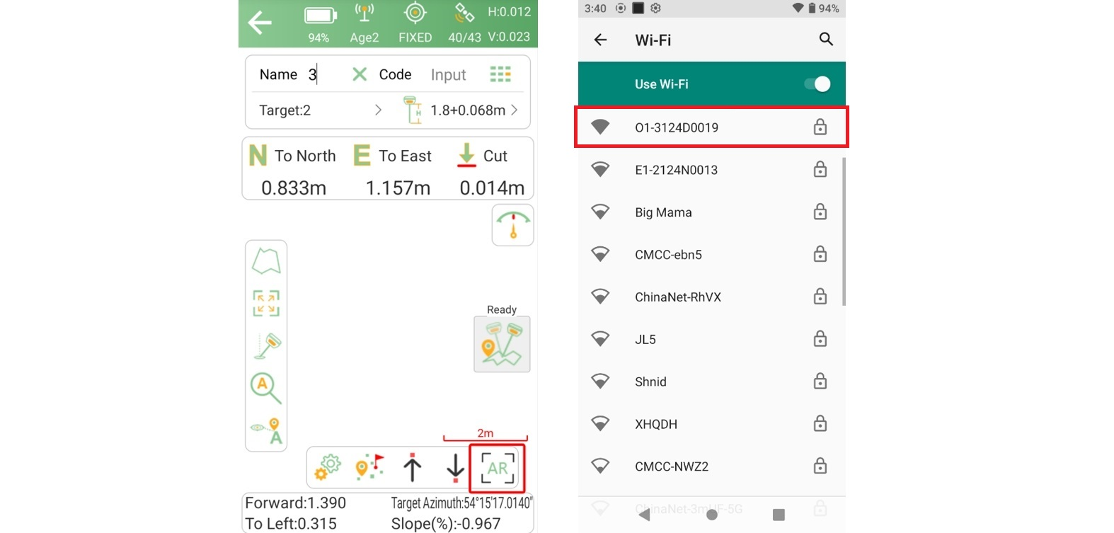 Az AR-kitűzés megnyitása és csatlakozás az Orion ONE Wi-Fi-hálózatához