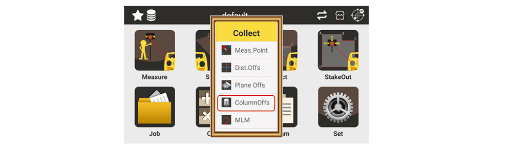 Selecting ColumnOffs from the Collect menu