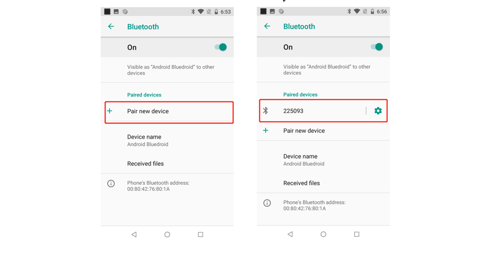 A P1 vevő párosítása az Android Bluetooth-beállításaiban