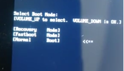 Eszközindítási menü Recovery, Fastboot és Normal lehetőségekkel
