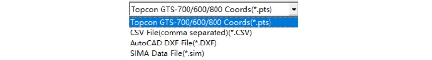 Koordinátaexport-formátumok: Topcon, CSV, AutoCAD DXF és SIMA