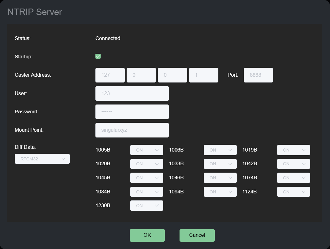 Connected NTRIP Server using the local loopback address