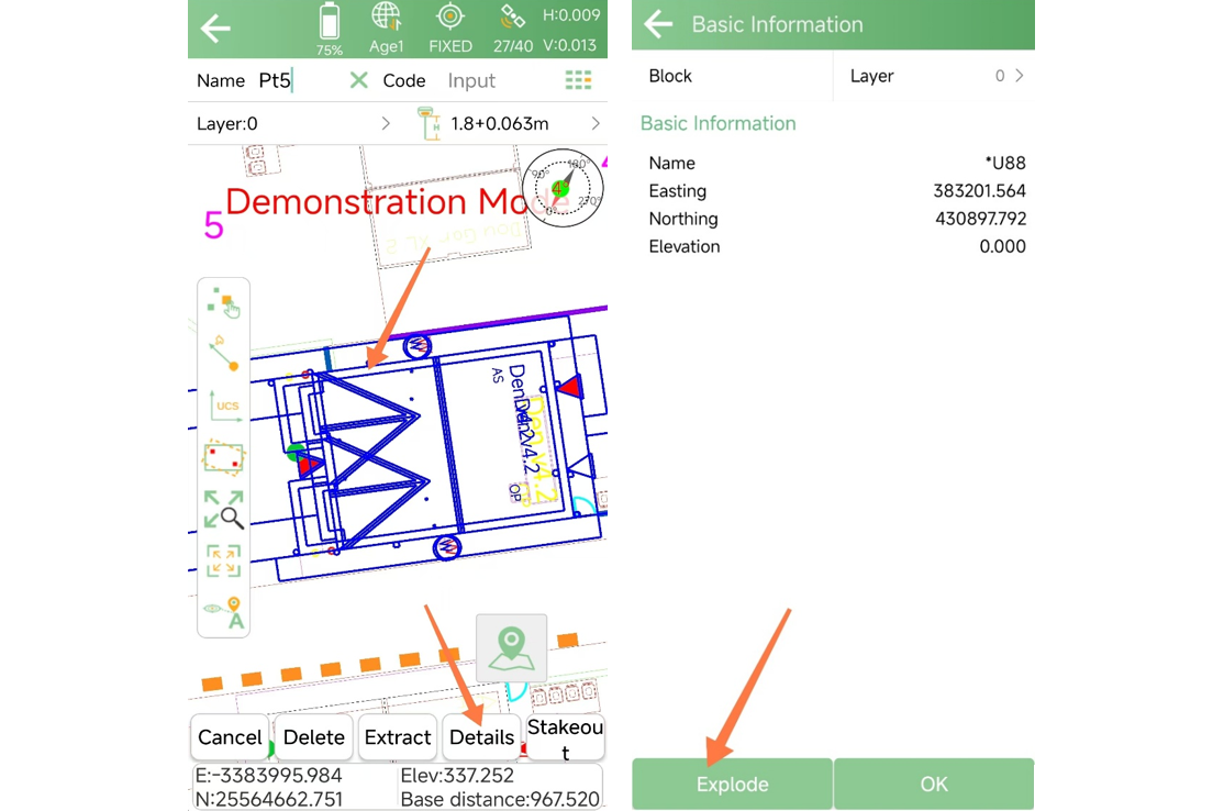 Viewing and exploding a CAD block in SingularPad