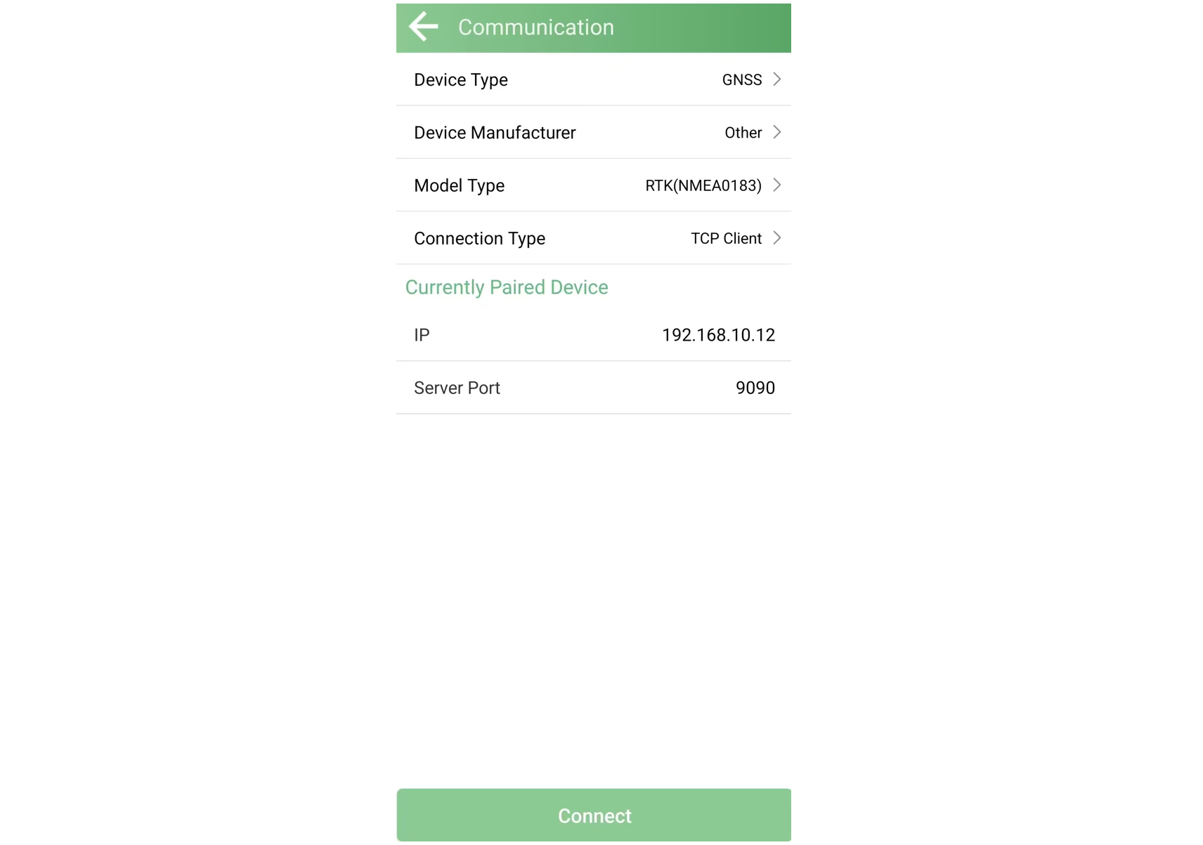 Entering the receiver IP address and TCP port in SingularPad