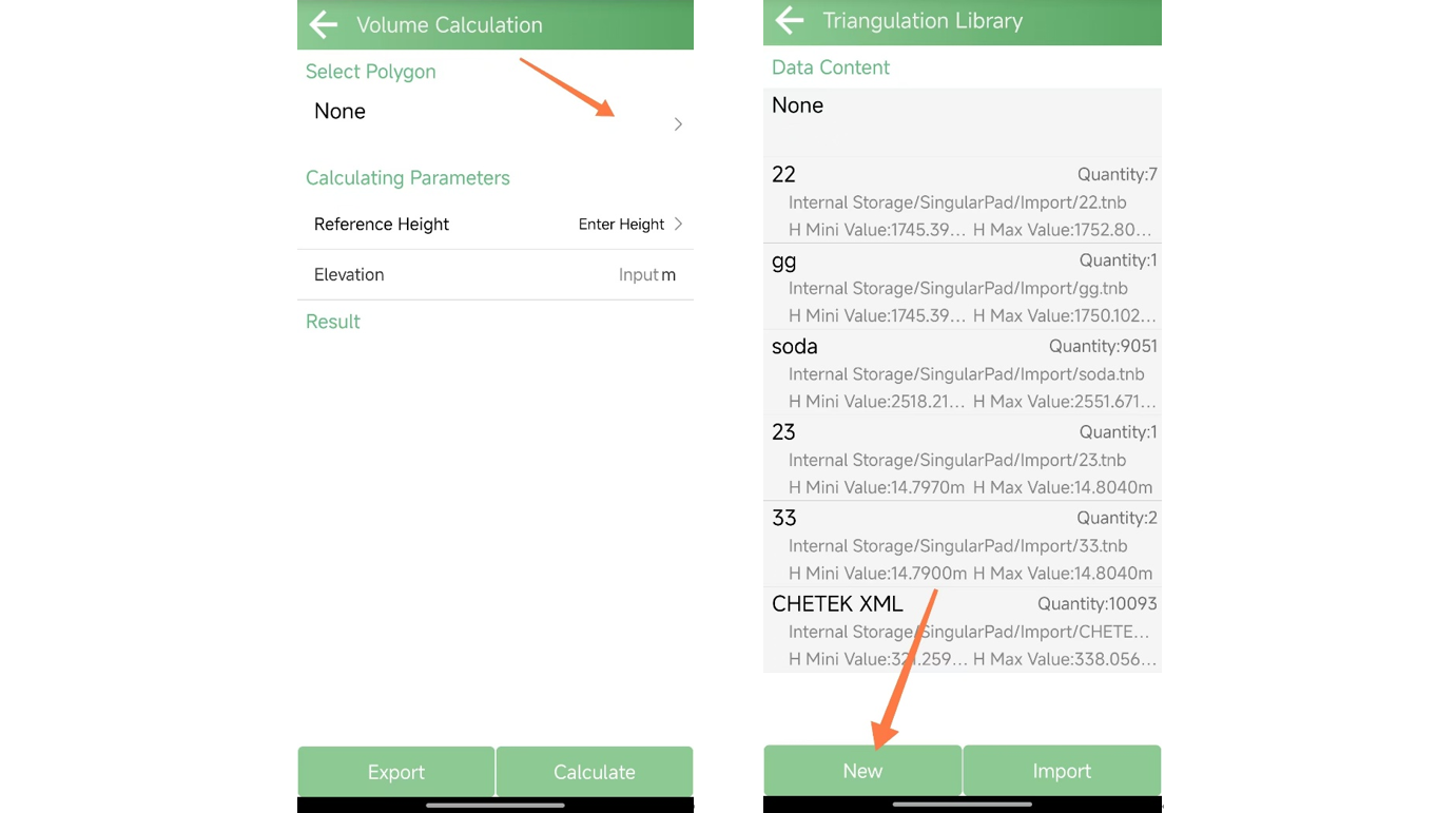 Selecting or creating a surface in the triangulation library