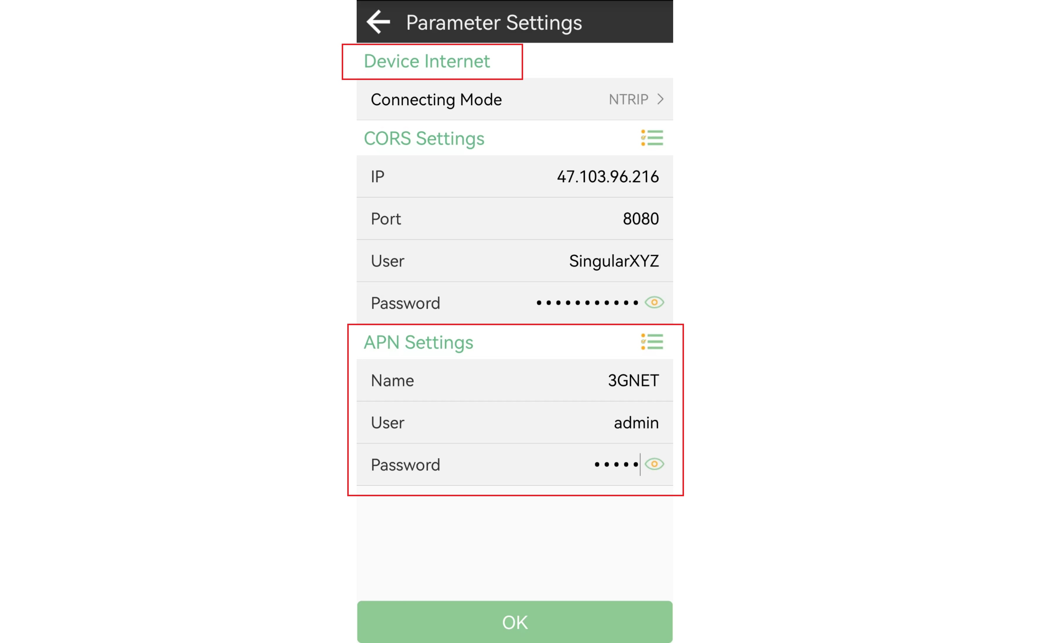 Device Internet és APN-beállítások a SingularPadben