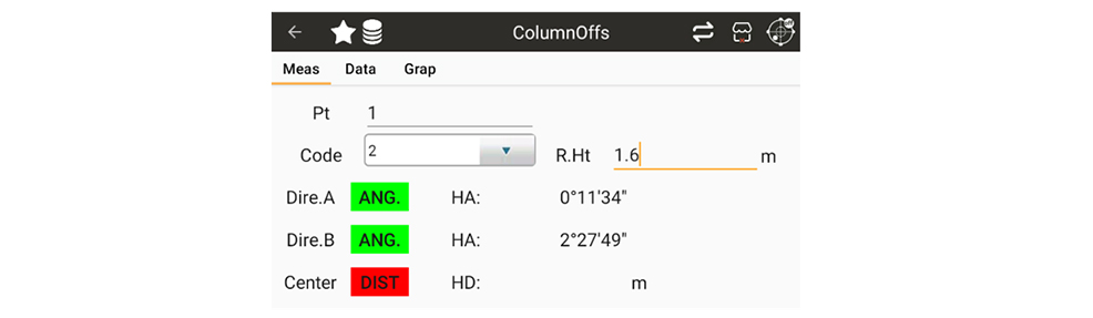 ColumnOffs direction readings after measuring both column sides