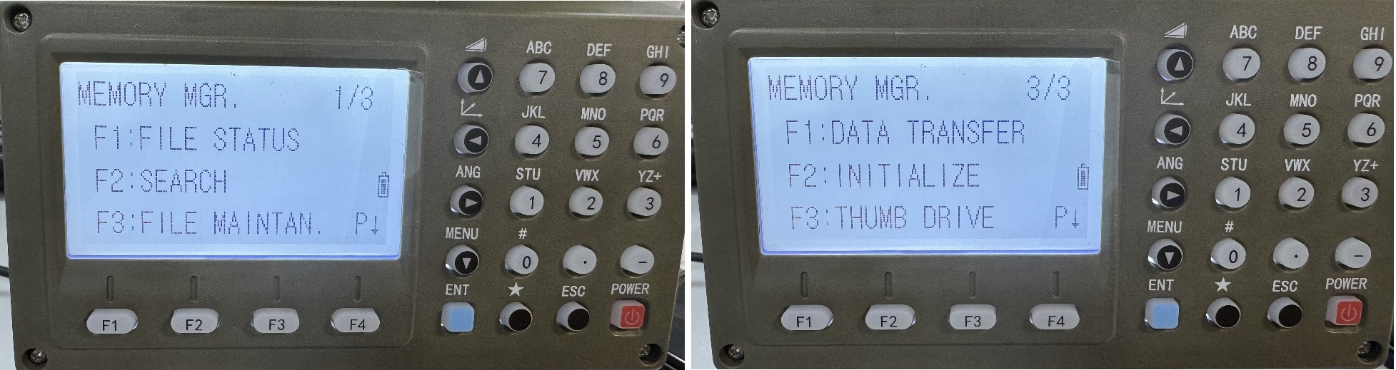 A TS1000 memóriakezelési oldalai és Thumb Drive lehetősége