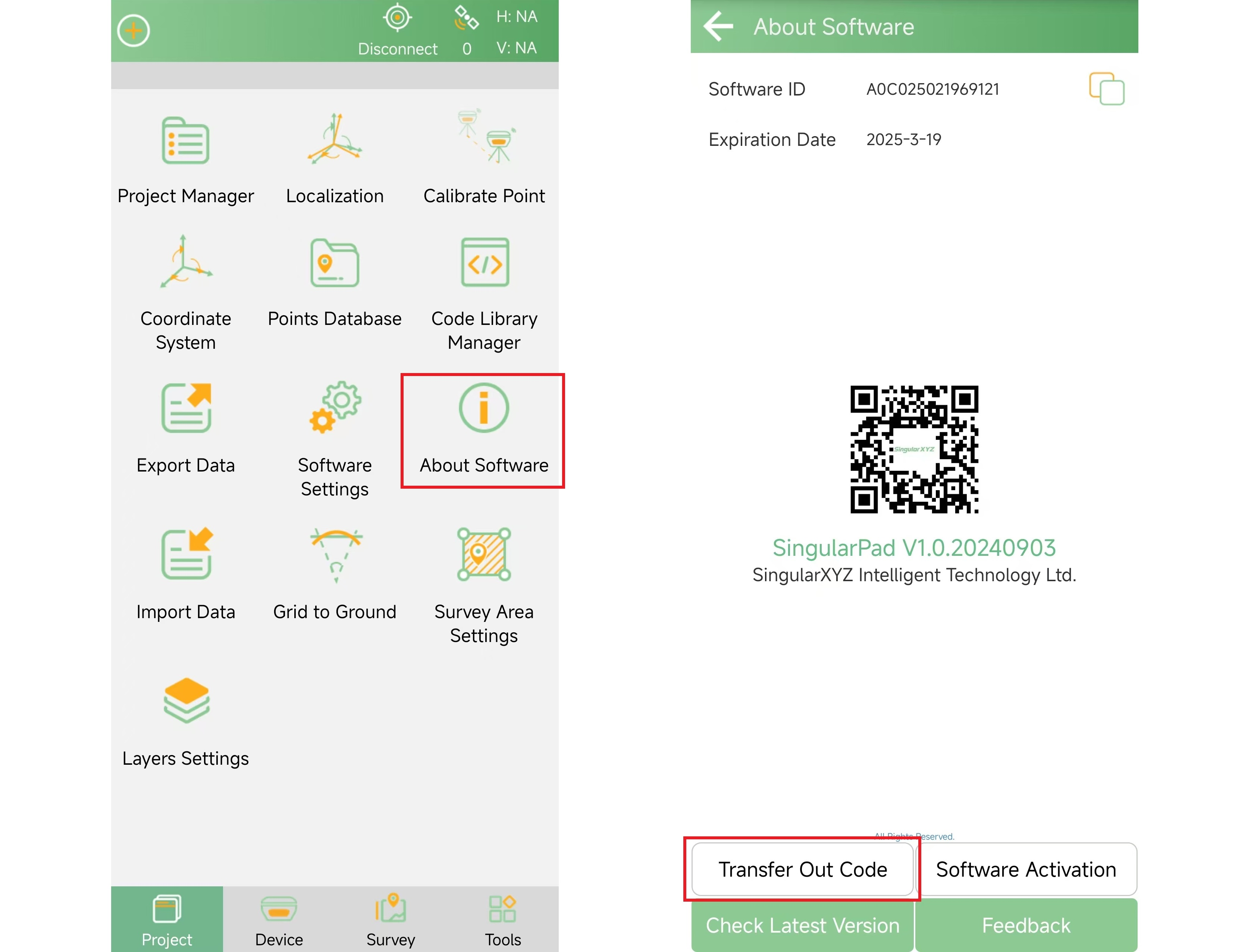 SingularPad-licencátviteli kód és QR-kód létrehozása