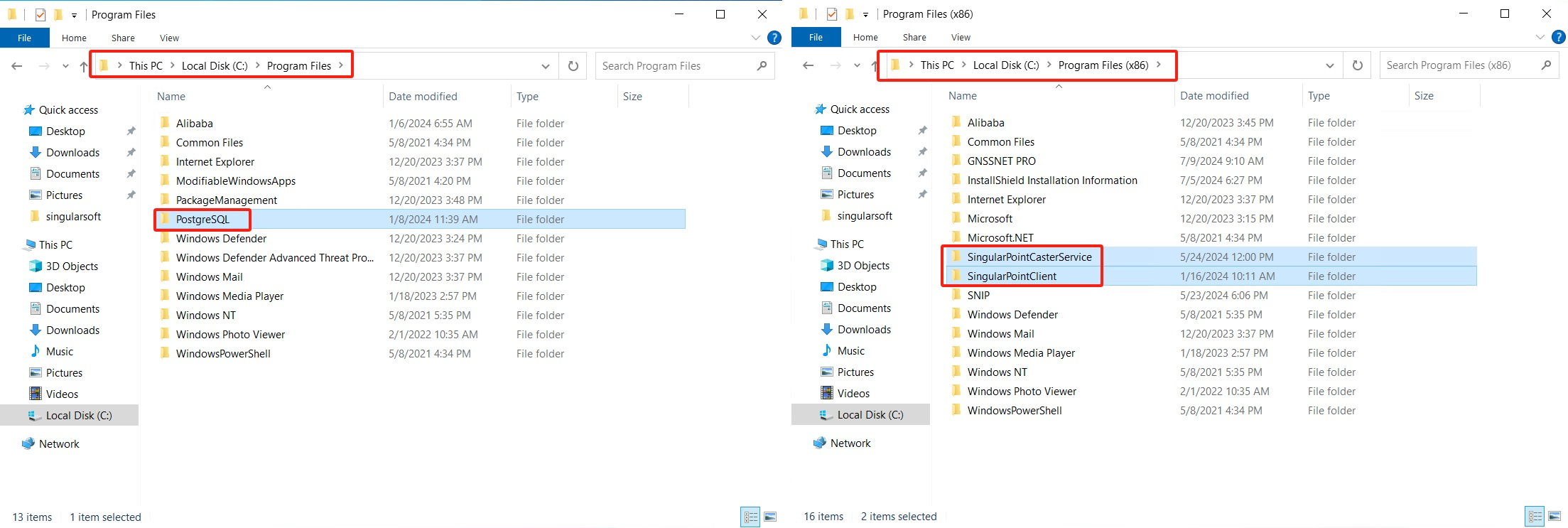SingularCasterhez kapcsolódó mappák jelölése a Windows Fájlkezelőben